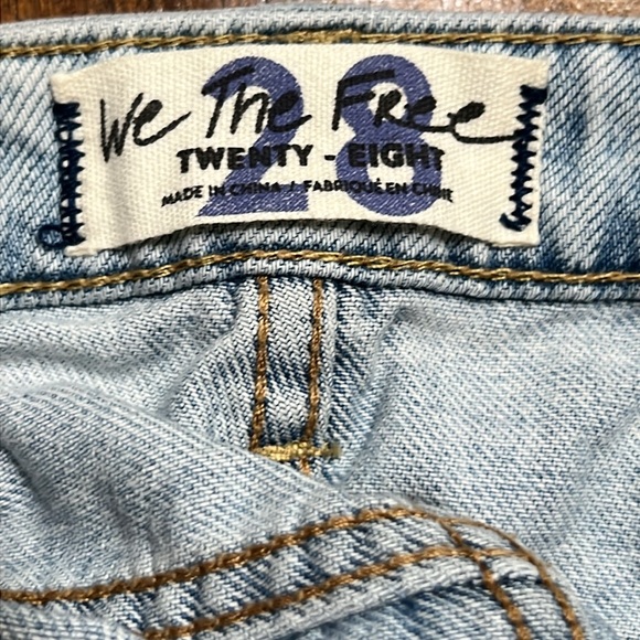 Free People Mini Jean Skirt Button Fly Distressed Sz 28 EUC - Picture 5 of 11